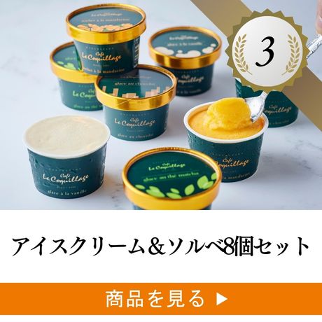 3位 ：アイスクリーム＆ソルベ8個セット